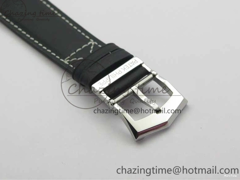 MIROTIME 0418 Practical Calatrava 5524 Pilot Travel Time SS GRF Blue Dial on Black Leather Strap A324 V 7107